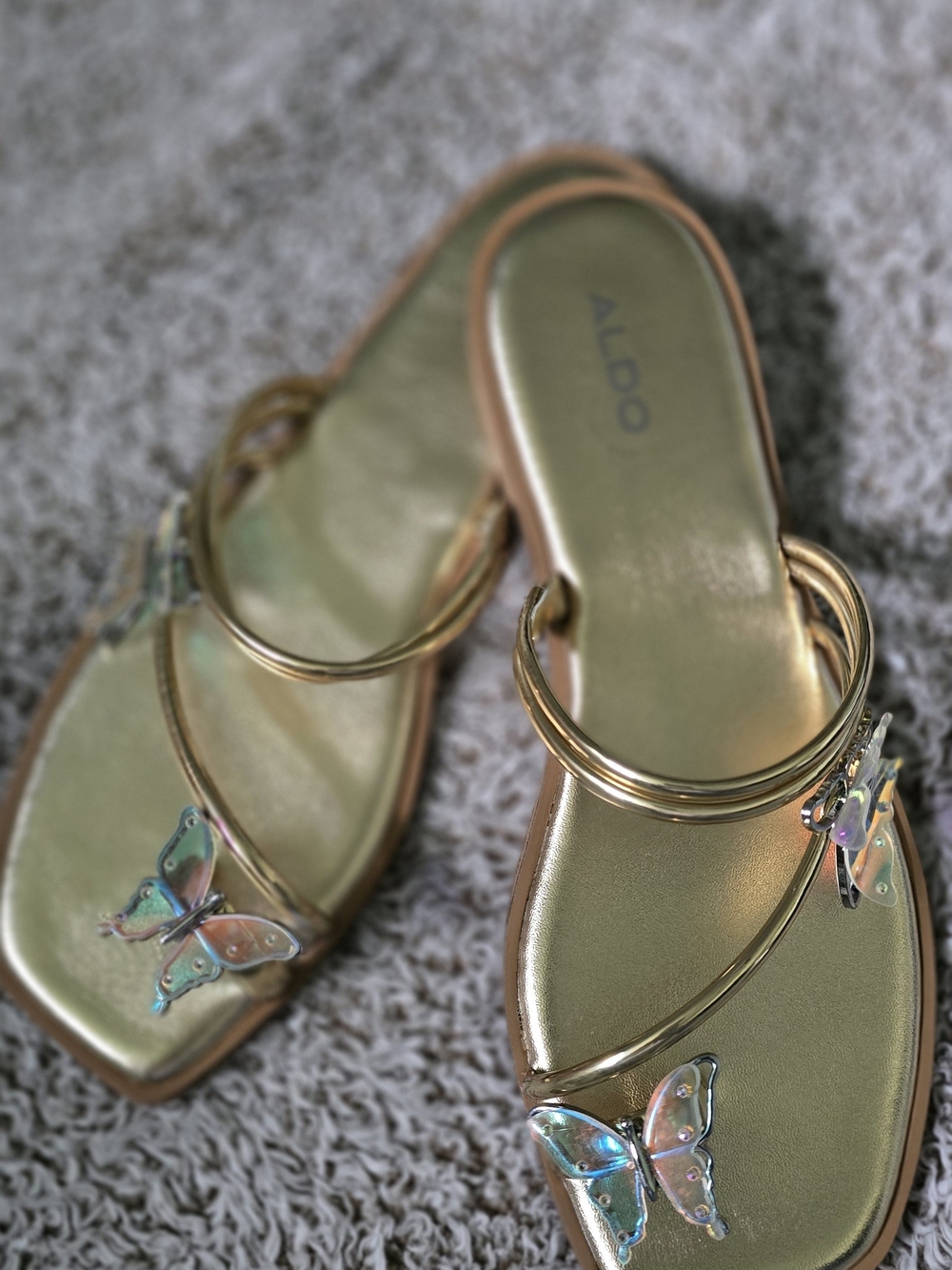 ALDO Gold Butterfly Slide Sandals